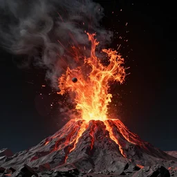 3d render of a volcanic eruption flowing and flying through interstellar deep space depicted by James Jean, octane render