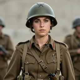 Gal Gadot, ww2 soldier, colorized, ai upscaled