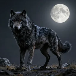 young man transforming into a feral werewolf with a tail under the moon with black soft realistic fur, ultra detail, unreal engine, 8 k, ssao