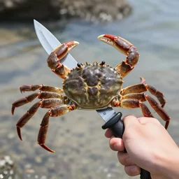 crab holding a knife. nature photography, crab battle