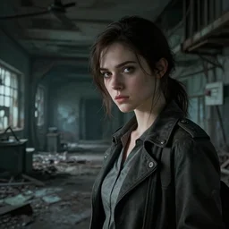 a beautiful detective girl exploring an abandoned scp foundation facility, epic composition, intricate details, hyper detailed, 8 k, volumetric light, dark atmosphere, face by ilya kushinov and charlie bowater,