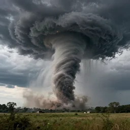 hyperrealistic fantasy artwork of tornado storm