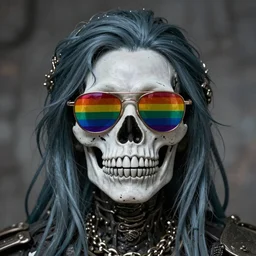 death wearing rainbow sunglasses, fantasy art