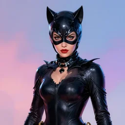 A beautiful portrait of a Sui He as Catwoman from Batmap, digital art by Eugene de Blaas and Ross Tran, vibrant color scheme, highly detailed, in the style of romanticism, cinematic, artstation, Greg rutkowski