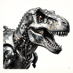 mechanical robot trex transformer dinosaur head, character concept art by peter gric, hr giger, kim jung gi, scifi, screen print by shepard fairey, art station, pistons and engine parts, sharp, high contrast, hyper detailed,