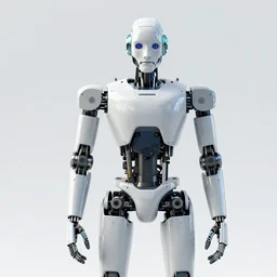 “A very realistic robot, mechanical, complex, simple background, 8K photorealistic”