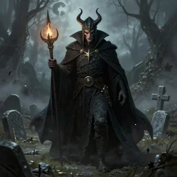 an evil warlock in a graveyard, artstation hall of fame gallery, editors choice, #1 digital painting of all time, most beautiful image ever created, emotionally evocative, greatest art ever made, lifetime achievement magnum opus masterpiece, the most amazing breathtaking image with the deepest message ever painted, a thing of beauty beyond imagination or words