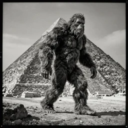 tintype photo, Bigfoot on the pyramids