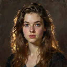 unnerving realistic oil painting portrait of Alison Brie by Francisco de Goya, realistic, dramatic backlighting