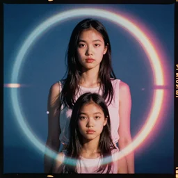 first official image from new surreal action film starring sonoya mizuno, lush colors, kodak vision 2 0 0 t, anamorphic lens, halation, diffusion, framing, symmetrical, film grain, high contrast, midnight