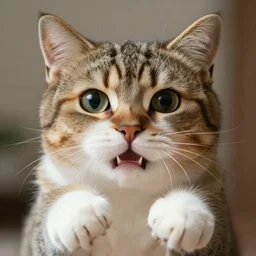 cat jumpscare, closeup