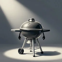 Stylized drawing of a weber grill with arms looking lonely
