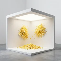 a minimalistic neo - andean architecture booth scrambled in eggs,