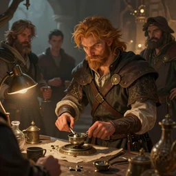 D&D Merchant selling you his wares, fantasy closeup character art by Neil Roberts and Marc Lee and Vladimir Krisetskiy and Donato Giancola and Craig Mullins, digital art, trending on artstation