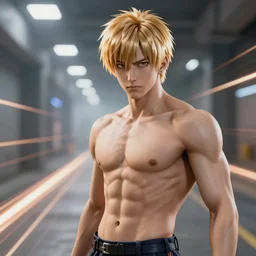 handsome saitama, half body shot, path traced, action shot, highly detailed, high quality, digital painting, alena aenami, lilia alvarado, shinji aramaki, karol bak, alphonse mucha, tom bagshaw