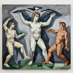 the creation of adam in picasso style, wide angle - w 7 0 4