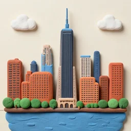 chicago skyline claymation art