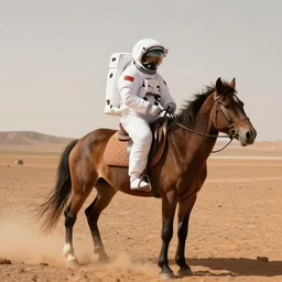 a photo of an astronaut riding a horse on mars