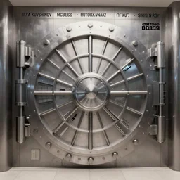 very detailed, prophet graphic novel, ilya kuvshinov, mcbess, rutkowski, simon roy, illustration of a large bank vault door, wide shot, colorful, deep shadows, astrophotography
