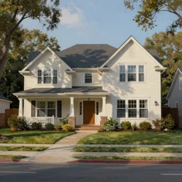 Photograph painting of a beautiful suburban house