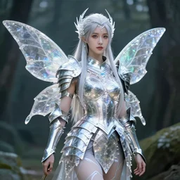 photo of a beautiful fairy warrior with crystal armour
