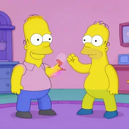 multidimensional pickle Rick on LSD fighting the Simpsons