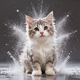 kitten bathing itself with a glitter explosion, 8k, award winning photo, digital art