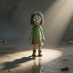 plant girl vs zombie girl, realistic ground, realistic shadows, illuminated by godrays, reflections, 8 k