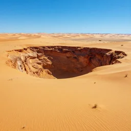 a vast desert landscape with minimal vegetation in the style of thomas cole with a massive pit to hell, raytracing, 8 k, octane render, volumetric, vivid, beautiful, hyperrealism