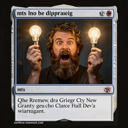 a bearded man having an epiphany, stroke of genius, lightbulb moment, sudden realization, grand revelation, mtg card art, fantasy portrait