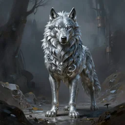 Anthropomorphic Viking Silver Wolf, magic the gathering artwork, D&D, fantasy, cinematic lighting, centered, symmetrical, highly detailed, digital painting, artstation, concept art, smooth, sharp focus, illustration, volumetric lighting, epic Composition, 8k, art by Akihiko Yoshida and Greg Rutkowski and Craig Mullins, heroic pose, oil painting, cgsociety