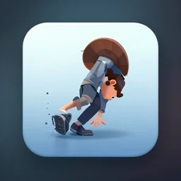 iphone app icon of a man has falled, trending on artstation, very detailed, - n 4