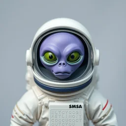 funny claymation astronaut with purple alien