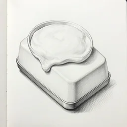 ultra detailed pencil and sketch pad, top down view, product photography, menu image