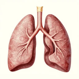 vintage medical illustration of human lungs