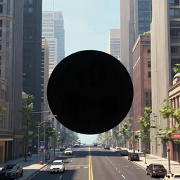 big black hole in the middle of a street, city 4 k, hd, realistic,, artstation, by, paul bonner, aarons slim