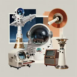 A mid-century modern collage of Space Travel.