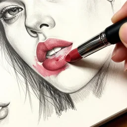 sketchbook pages lipstick brush, magnificent, close up, details, sharp focus, elegant, highly detailed, illustration, by jordan grimmer and greg rutkowski, intricate, beautiful, trending artstation, pixiv, digital art