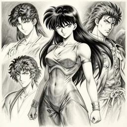 strongest female baki anime character. pencil and ink by artgerm, cushart krenz, greg rutkowski and alphonse mucha. dramatic lighting