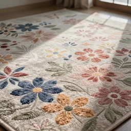 ! Japanese-style floral carpet soft color