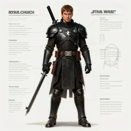 ryan church character reference sheet middle eastern warrior black armor black rifle star wars concept art