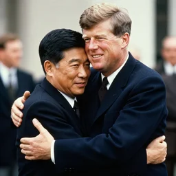 john fitzgerald kennedy and abe shinzo embrace