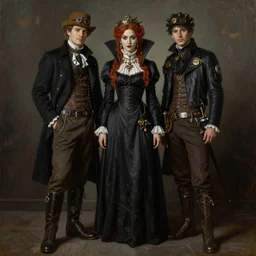Richard Schmid and Jeremy Lipking full length portrait painting of a young beautiful victorian steampunk vampire Priestess woman