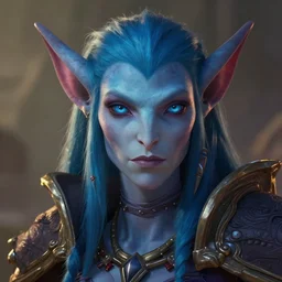 close - up portrait of a female draenei from world of warcraft, official world of warcraft art, illustration, trending on artstation, perfect lighting, concept art