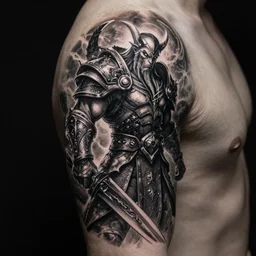 detailed greyscale tattoo of diablo 2