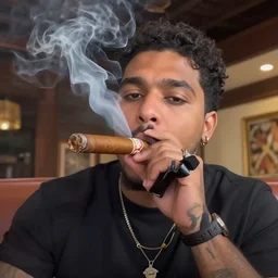 a screenshot from a popular tiktok video of god smoking a cuban cigar