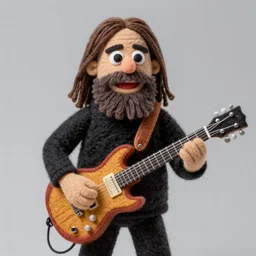 bearded dave grohl as a muppet playing guitar. highly detailed felt. hyper real photo. 4 k.
