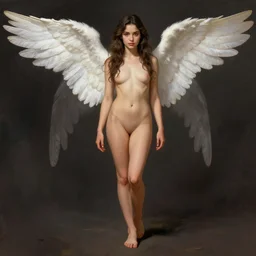depiction barefoot teen gal gadot girl as an angel, illustration by mandy jurgens and william adolphe bouguereau, artgerm, 4 k, digital art, surreal, highly detailed, artstation, digital painting, concept art, smooth, sharp focus, illustration by mandy jurgens and william adolphe bouguereau