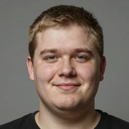 tall chunky man in his twenties with brown blond short regular haircut and round facial structure with cleft chin, straight eyebrows, slightly smiling, cheekbones, straight nose, wider face, shadow of beard, atmospheric lighting, painted, intricate, 4 k, highly detailed by charlie bowater