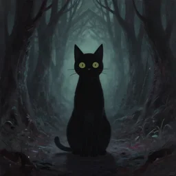 cat. gouache by award - winning animation studio, gothic horror, minimalism, impressionism, depth of field, backlighting